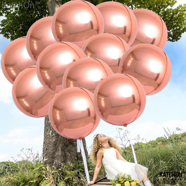 , Metallic Rose Gold Balloons - Big 22 Inch, Pack of 12 | Rose Gold Mylar Balloons, Rose Gold Chrome Balloons | Rose Gold Foil Balloons, Rose Gold Party Decorations | Rose Gold Metallic Balloon