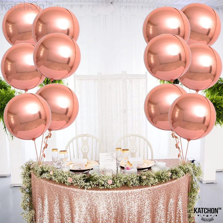 , Metallic Rose Gold Balloons - Big 22 Inch, Pack of 12 | Rose Gold Mylar Balloons, Rose Gold Chrome Balloons | Rose Gold Foil Balloons, Rose Gold Party Decorations | Rose Gold Metallic Balloon
