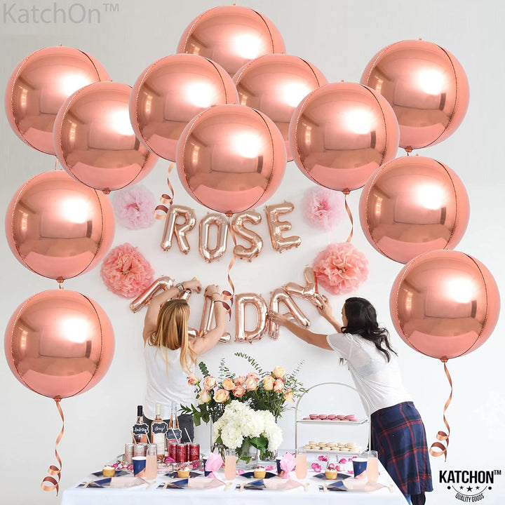 , Metallic Rose Gold Balloons - Big 22 Inch, Pack of 12 | Rose Gold Mylar Balloons, Rose Gold Chrome Balloons | Rose Gold Foil Balloons, Rose Gold Party Decorations | Rose Gold Metallic Balloon