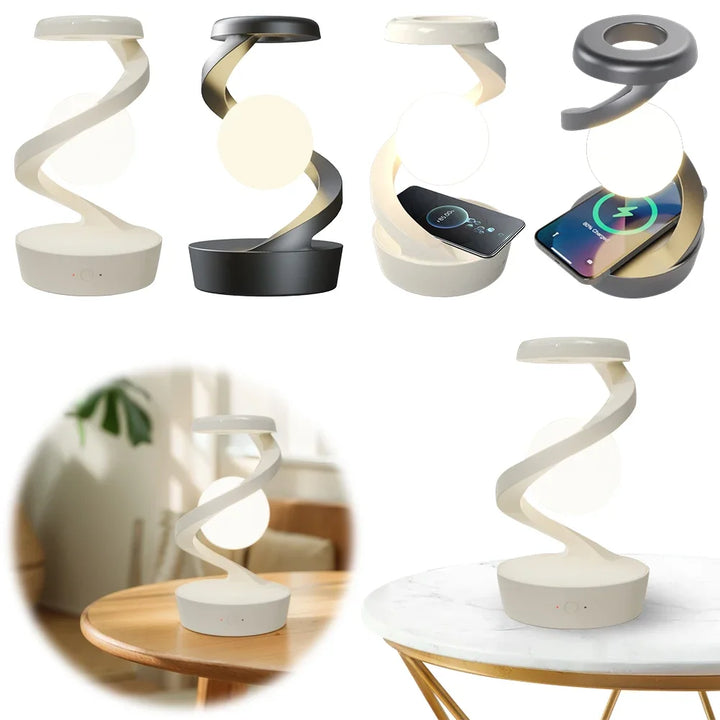 3D Floating Moon Lamp with RGB LED & Wireless Phone Charger, 3D Levitating Moon Lamp, Wireless Phone Charger, Office Desk Toys, Unique Gifts, Room Decor