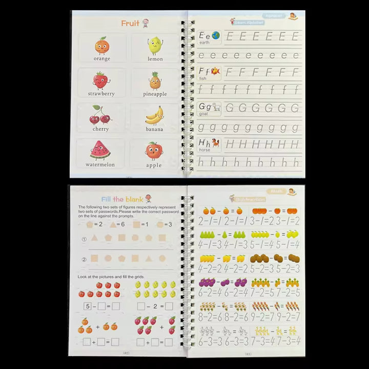 Reusable Magic Copybook, Handwriting Practice Book, Preschool Learning Workbook, Tracing Workbook for Kids, Alphabet & Numbers Copybook, Early Education Writing Book