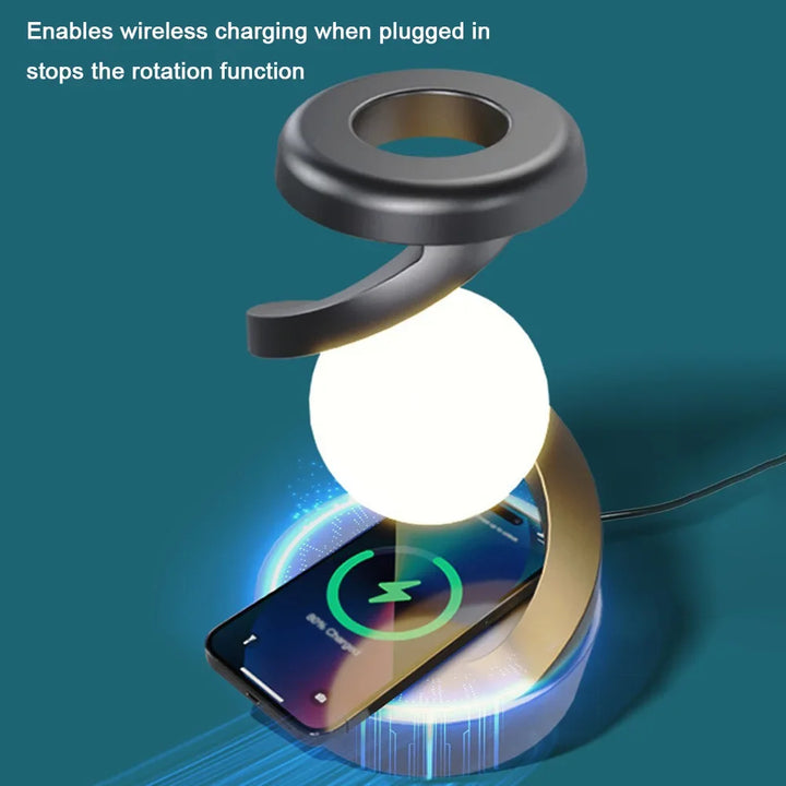 3D Floating Moon Lamp with RGB LED & Wireless Phone Charger, 3D Levitating Moon Lamp, Wireless Phone Charger, Office Desk Toys, Unique Gifts, Room Decor