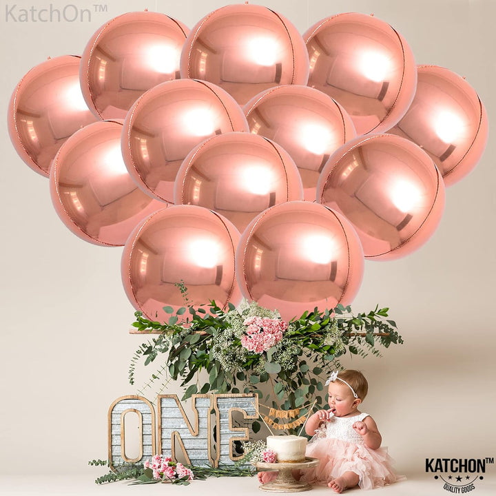 , Metallic Rose Gold Balloons - Big 22 Inch, Pack of 12 | Rose Gold Mylar Balloons, Rose Gold Chrome Balloons | Rose Gold Foil Balloons, Rose Gold Party Decorations | Rose Gold Metallic Balloon